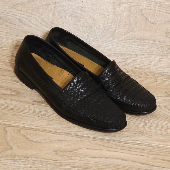 🔴SOLD🔴Giorgio Brutini Le Glove Black Woven Leather Dress Shoes Loafer - Picture 9 of 9